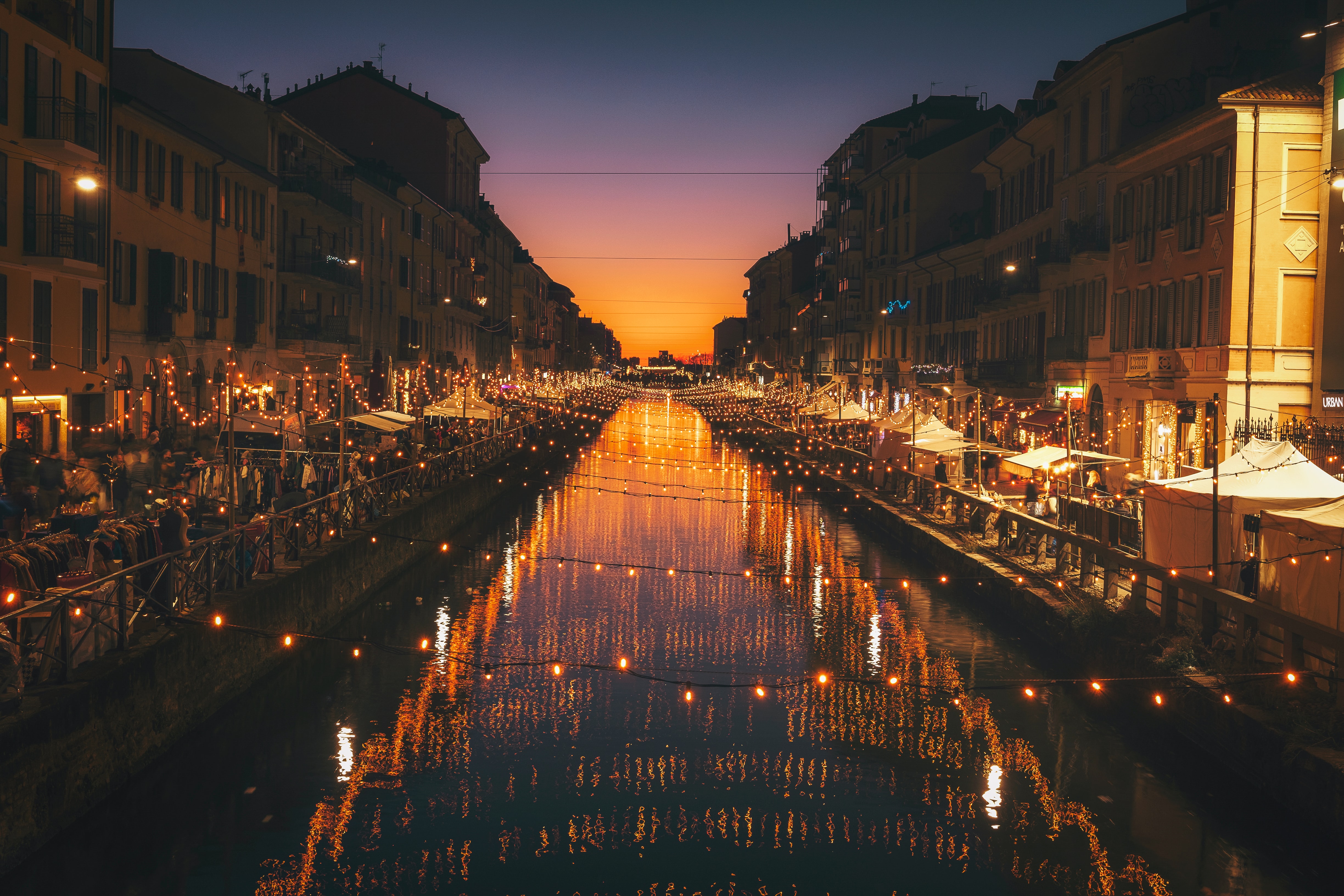 Milan's Navigli Canals at sunset